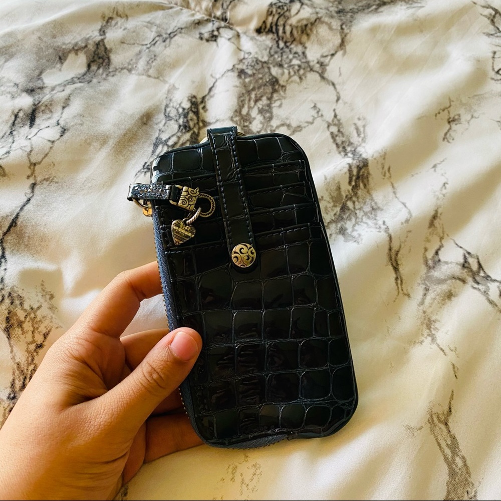 Brighton Dark Blue Leather Snakeprint Wristlet